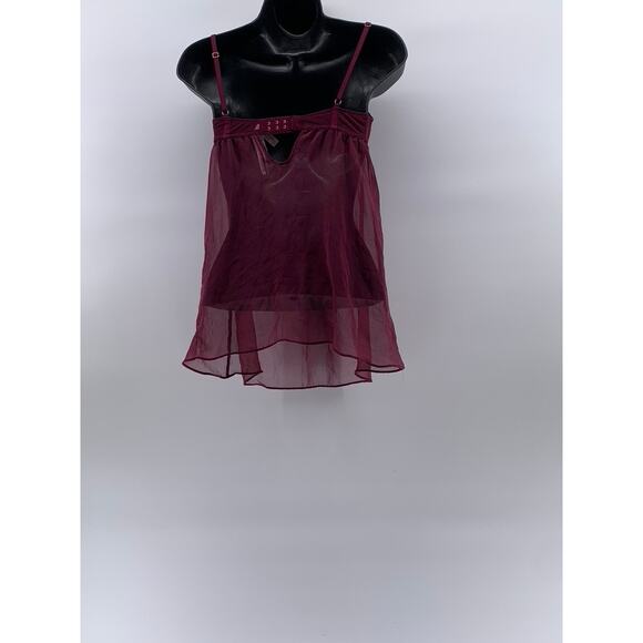 VICTORIA'S SECRET Women's Burgundy Floral Mesh Spaghetti Strap Night Gown SZ XS - Picture 2 of 11